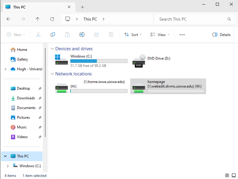 File Explorer windows showing a successfully mapped drive